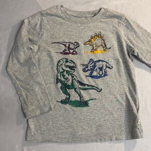 GAP - Heather Grey Long Sleeve Tee with dinosaur pattern